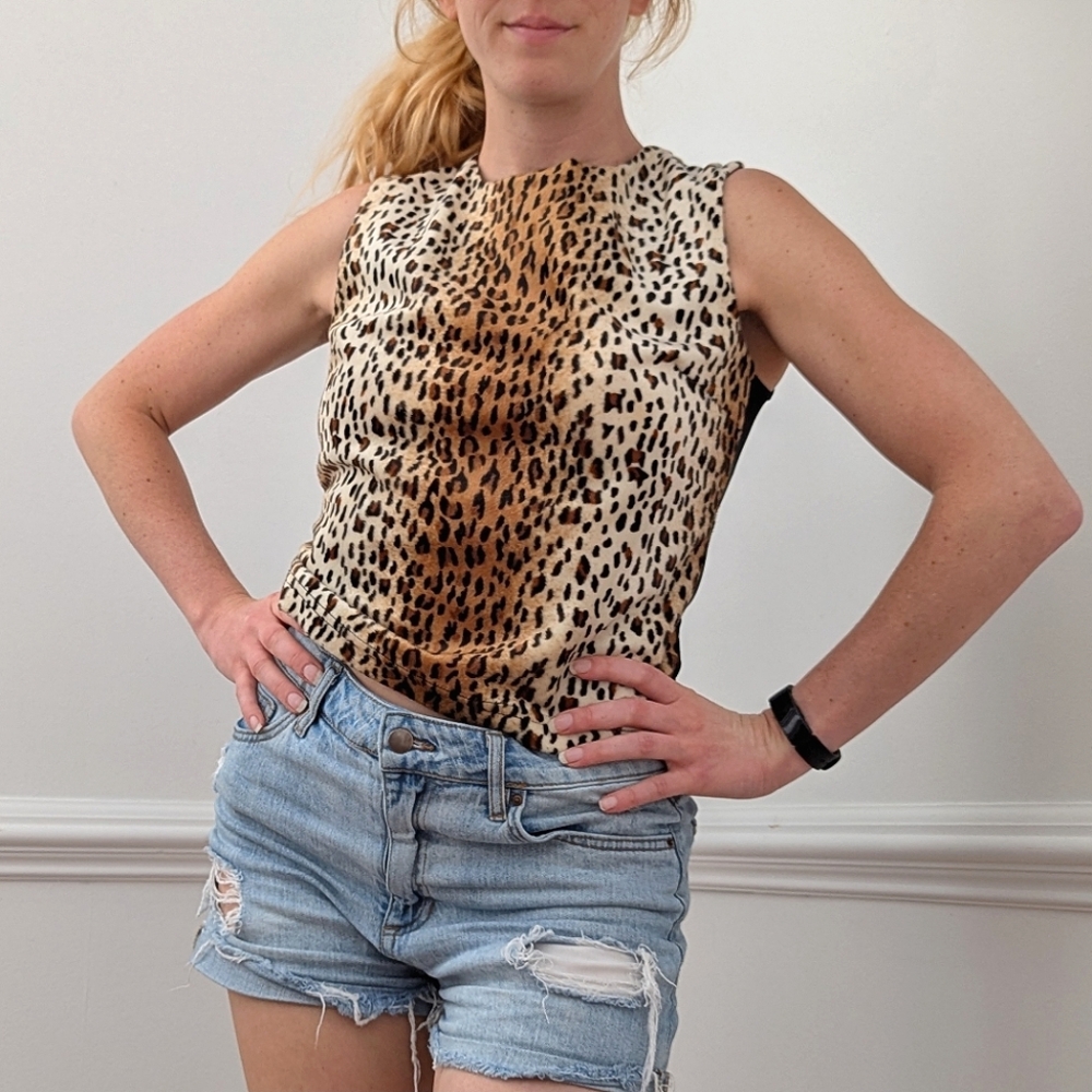 90s Leopard Print Tank With Semi Sheer Back